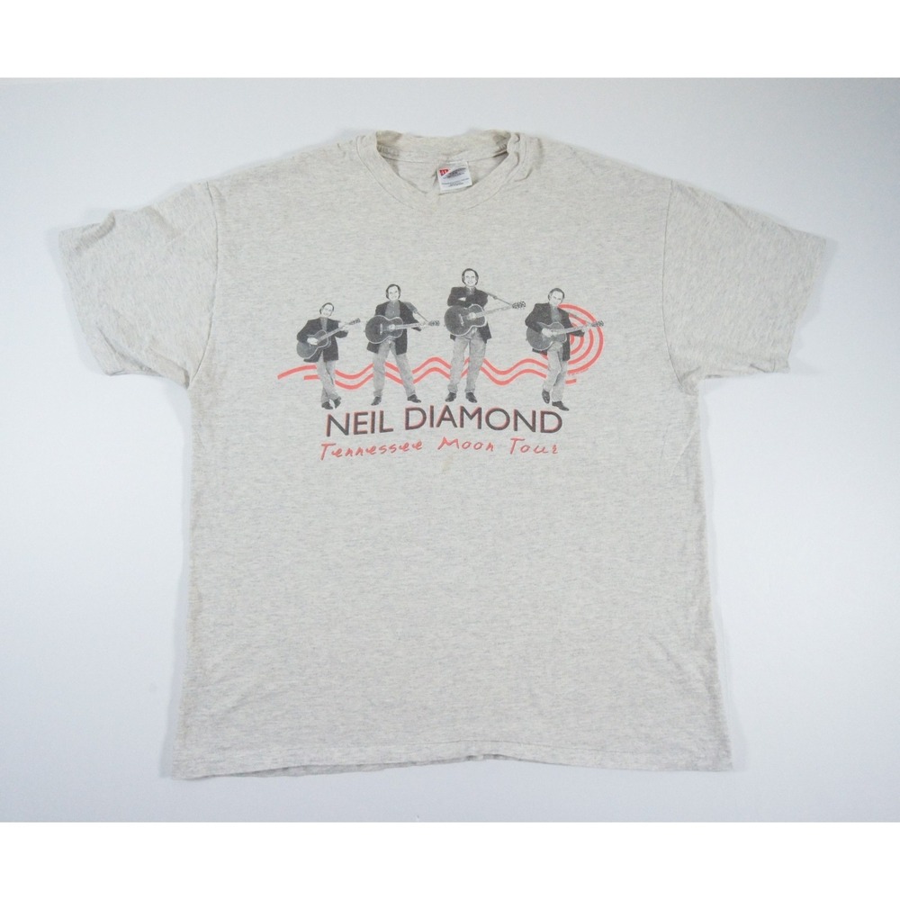 Vintage Neil Diamond Shirt Men XL Gray 90s Tee Music Concert Tennessee Moon Tour